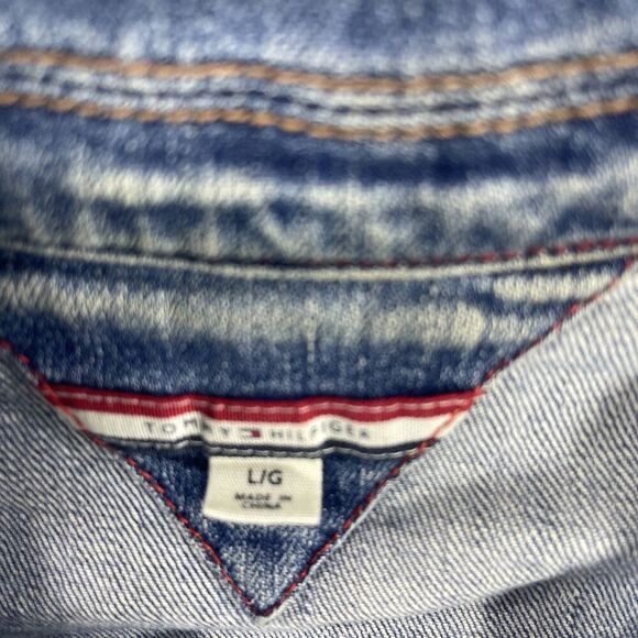 Tommy Hilfiger Womens Large Blue Button Down Denim Jean Jacket - Picture 3 of 8